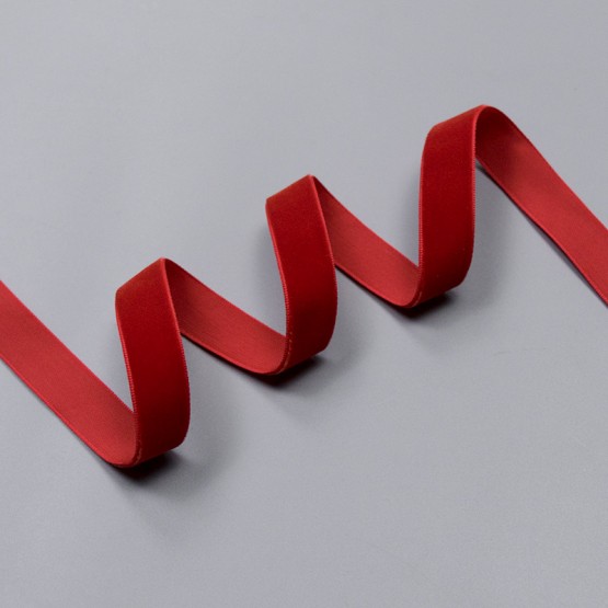 Бархатная лента полиэстер, 16 мм, red (235) (014767)