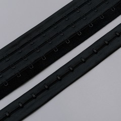 Застежка крючки и петли на ленте, 3 ряда, черный, Corseteria (014830)