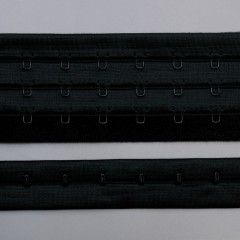 Застежка крючки и петли на ленте, 3 ряда, черный, Corseteria (014830)