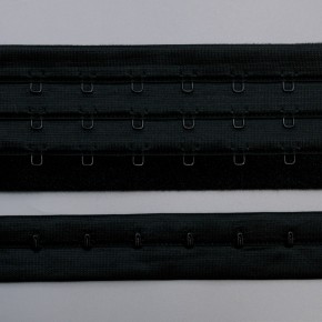 Застежка крючки и петли на ленте, 3 ряда, черный, Corseteria (014830)