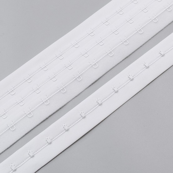 Застежка крючки и петли на ленте, 3 ряда, белый, Corseteria (014831)