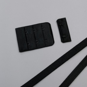 Застежка крючки и петли микрофибра, 38 мм, 3 ряда, черный, Corseteria (014832)