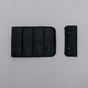 Застежка крючки и петли микрофибра, 38 мм, 3 ряда, черный, Corseteria (014832)