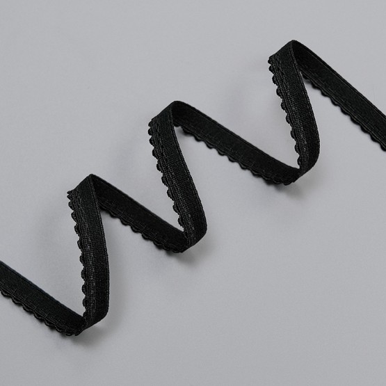 Резинка декоративная 9 мм, черный, 2735, M.Letizia (011422)